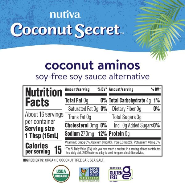 Coconut Secret Coconut Aminos Seasoning Sauce & Marinade, Soy Free - 8 fl oz
