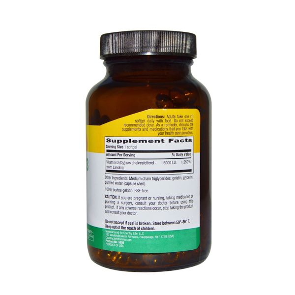Country Life Vitamin D3 - 5000 IU - 200 Softgels