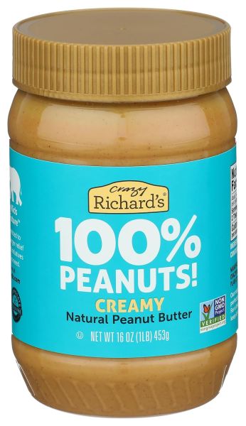 Crazy Richard's 100% All-Natural Vegan Peanut Butter, Creamy & Crunchy
