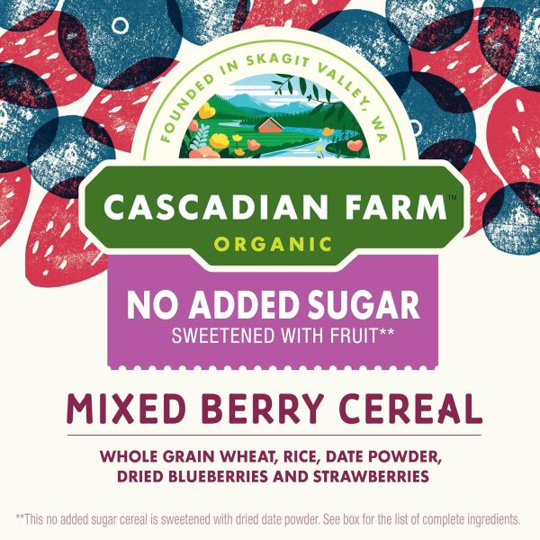 Cascadian Farm Organic Mixed Berry Cereal, No Added Sugar - 12.5 oz