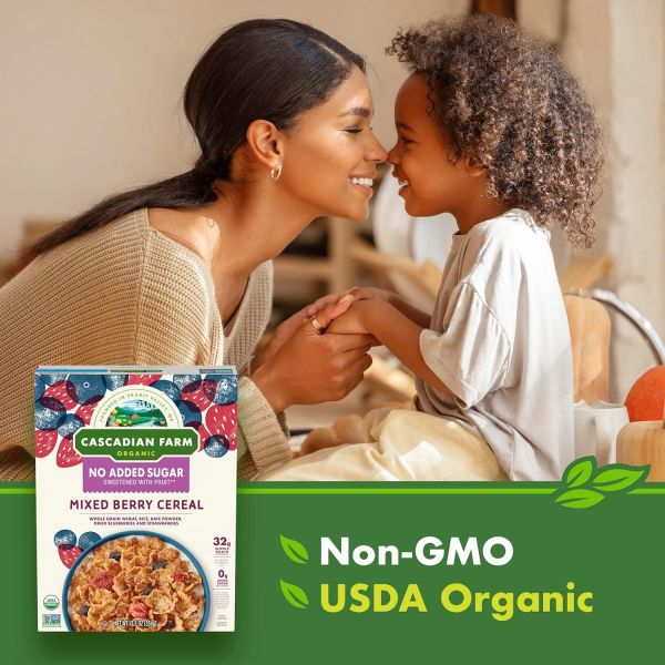 Cascadian Farm Organic Mixed Berry Cereal, No Added Sugar - 12.5 oz