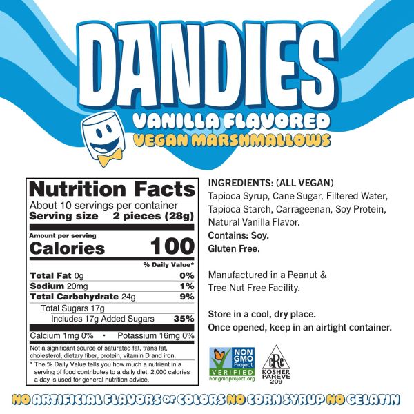Dandies Vegan Marshmallows, Vanilla - 10 oz
