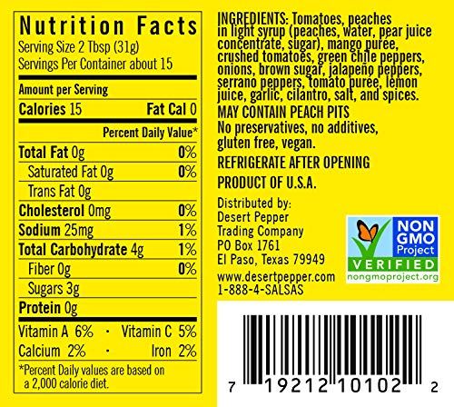 Desert Pepper Peach Mango Salsa, Medium - 16 oz