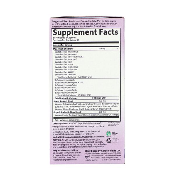 Garden of Life Dr. Formulated Probiotics Mood plus - 50 billion - 60 Vegetarian Capsules