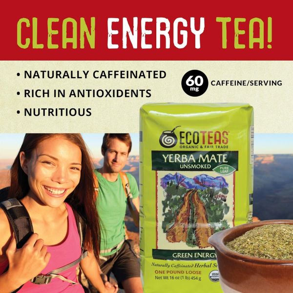 Eco Teas Organic Yerba Mate, Unsmoked Loose Tea - 1 lb