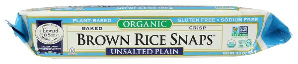 Edward & Sons Organic Brown Rice Snaps, Gluten Free Unsalted Plain - 3.5 oz