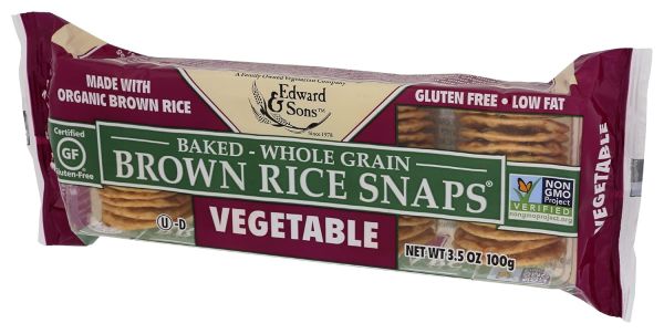 Edward & Sons Brown Rice Snaps, Gluten Free Vegetable - 3.5 oz