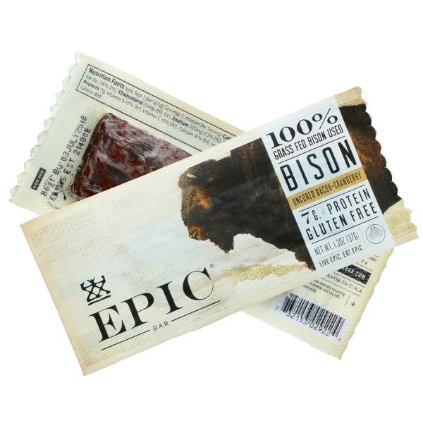 Epic Grass-Fed Bison Bar, Bacon & Cranberry - 1.3 oz