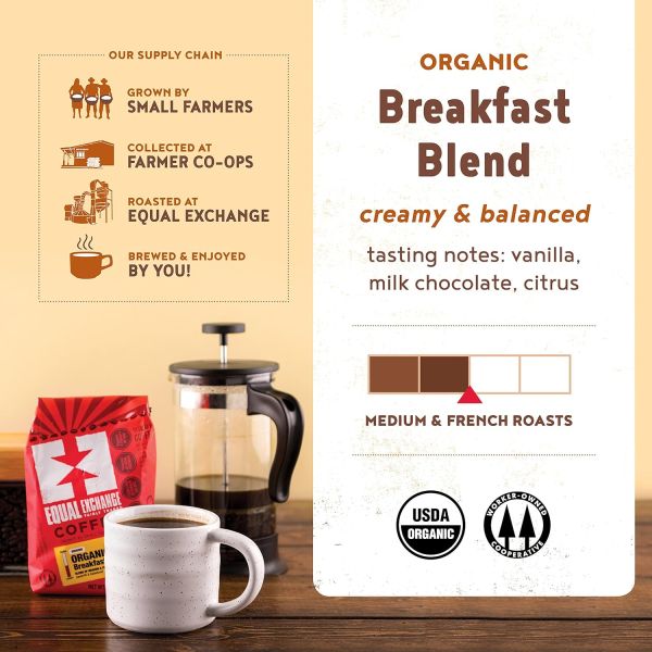 Equal Exchange Organic Ground Coffee, Breakfast Blend - 12 oz