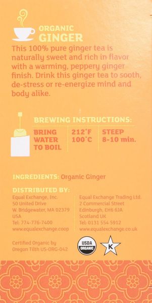 Equal Exchange Organic Ginger Herbal Tea, Caffeine Free - 20 Tea Bags