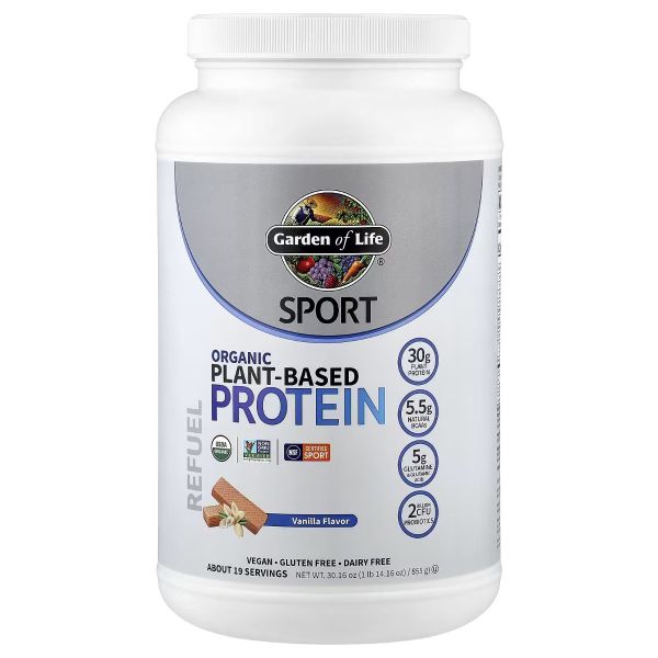 Garden of Life Sport Organic Plant-Based Protein - NSF Certified for Sport Vanilla - 19 Servings