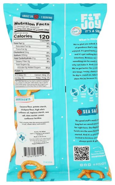 FitJoy Grain Free Pretzel Twists, Sea Salt - 5 oz