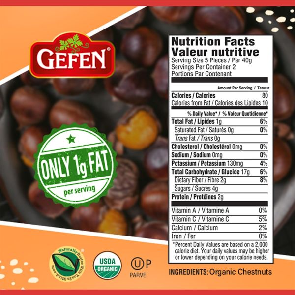 Gefen Organic Whole Peeled and Roasted Chestnuts - 3 oz