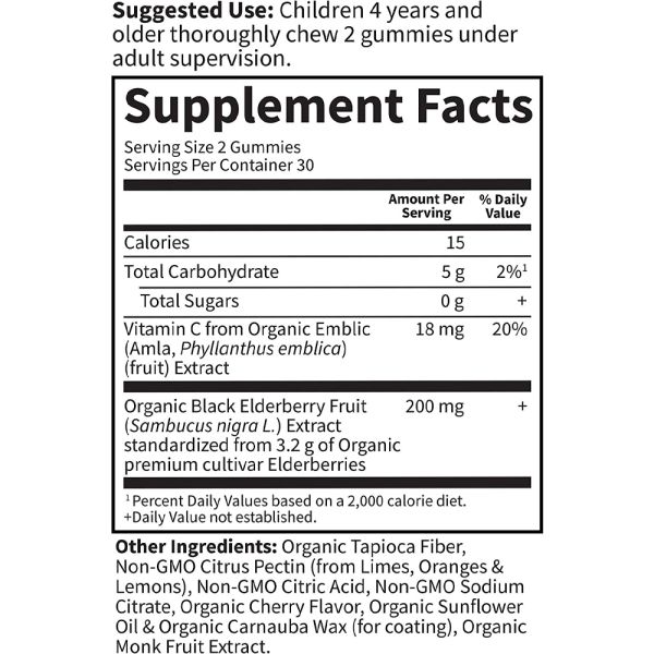 Garden of Life Kids Organic Elderberry with Vitamin C 60 Vegetarian Gummies