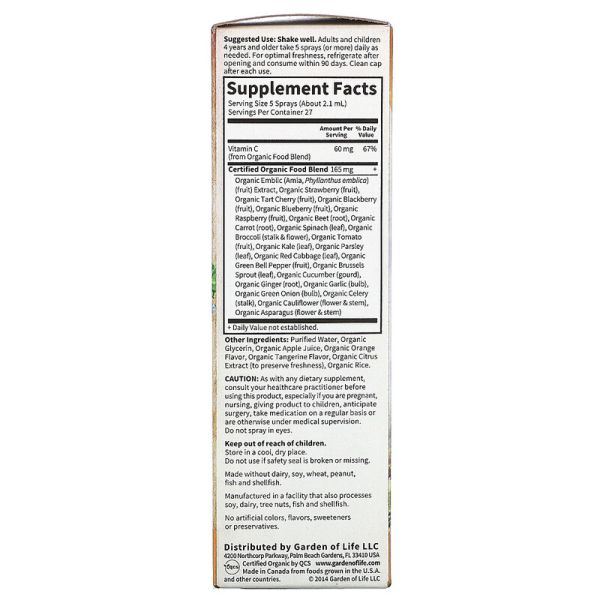 Garden of Life Organics Vitamin C Organic Spray Orange-Tangerine - 2 oz