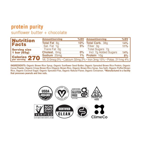 GoMacro MacroBar Organic Vegan Protein Bar, Sunflower Butter + Chocolate - 2.3 oz