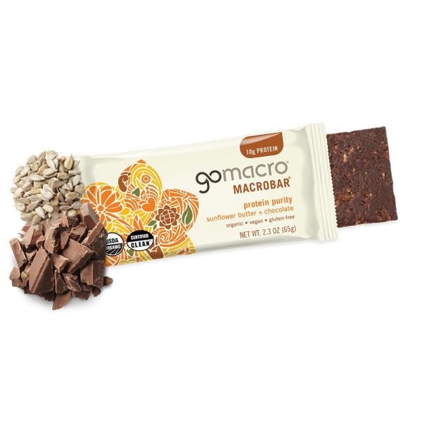 GoMacro MacroBar Organic Vegan Protein Bar, Sunflower Butter + Chocolate - 2.3 oz