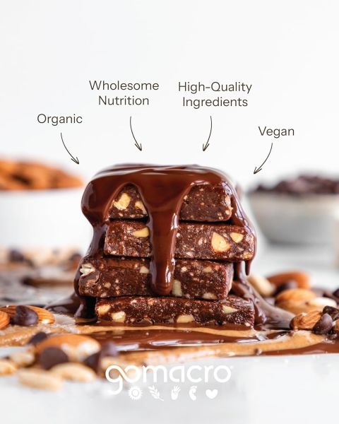 GoMacro MacroBar Organic Vegan Protein Bar, Dark Chocolate + Almonds - 2.4 oz
