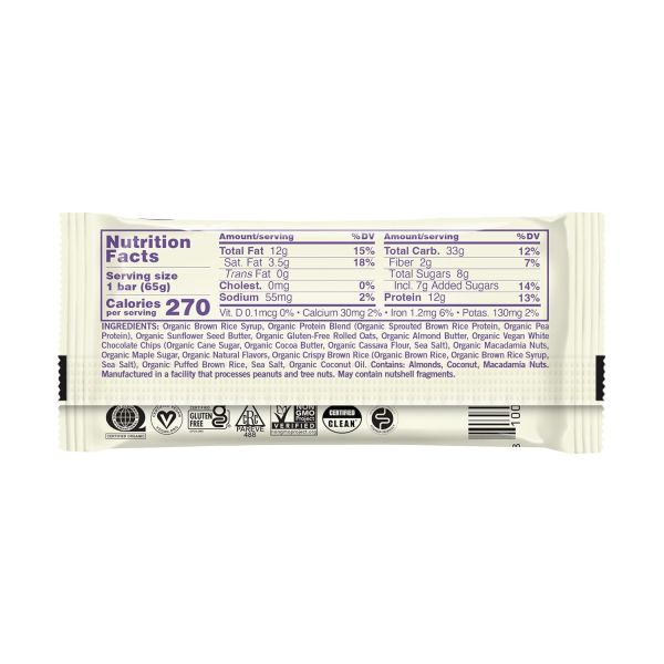 GoMacro MacroBar Organic Vegan Protein Bar, White Chocolate Macadamia - 2.4 oz