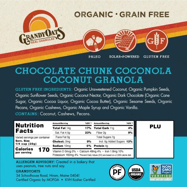 Grandyoats Organic Granola, Chocolate Chunk Coconola - 9 oz