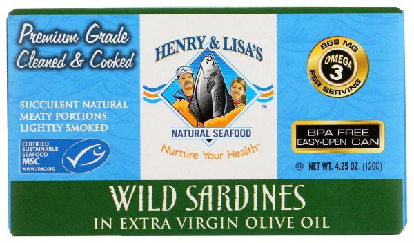 Henry & Lisa's Natural Seafood Wild Sardines in Extra Virgin Olive Oil - 4.25 oz