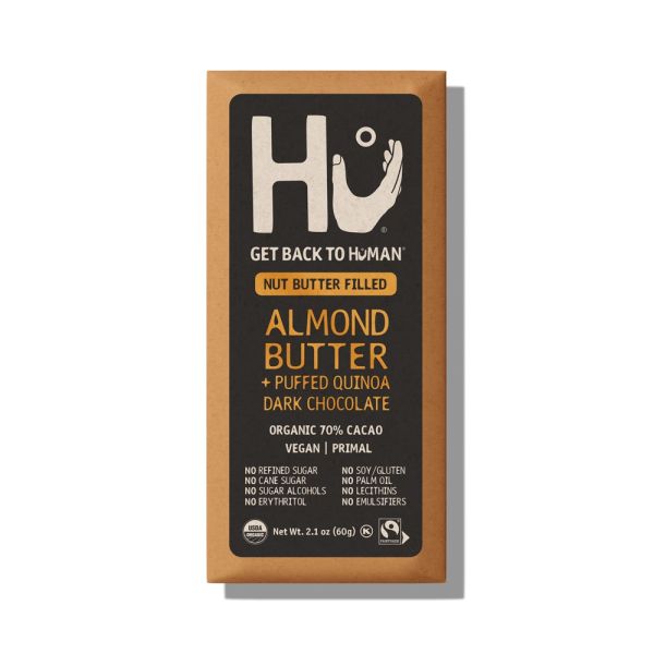 Hu Dark Chocolate Bar, Almond Butter + Puffed Quinoa - 2.1 oz