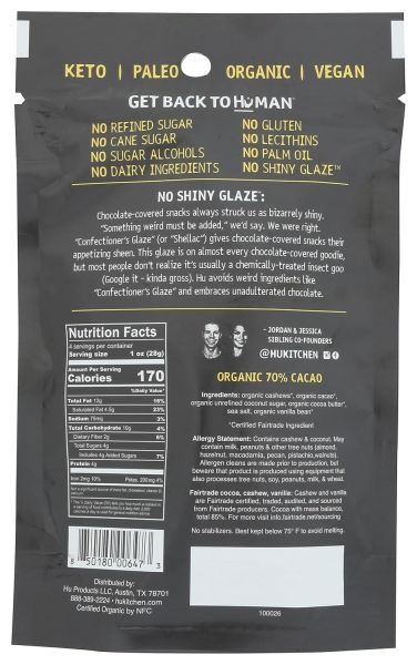 Hu Hunks Vegan Chocolate Covered Cashews with Vanilla Bean