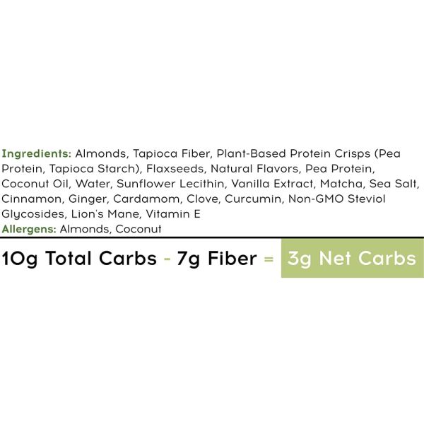 IQBAR Brain and Body Keto Protein Bar, Matcha Chai