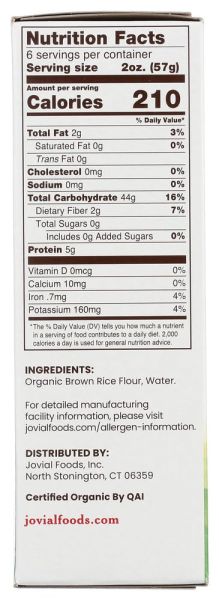 Jovial Organic Brown Rice Penne Pasta, Gluten Free - 12 oz