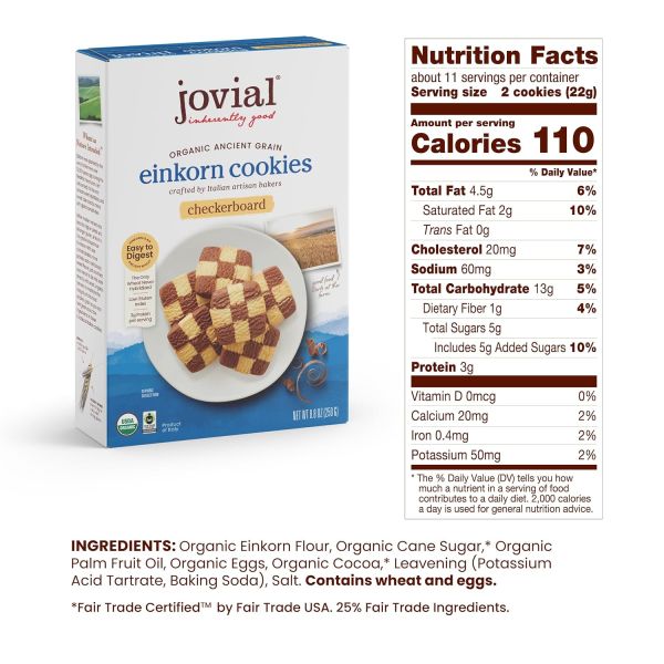 Jovial Organic Einkorn Checkerboard Cookies - 8.8 oz