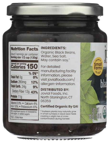 Jovial Organic Black Beans - 13 oz