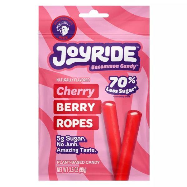 Joyride Sweets Chewy Cherry Berry Filled Candy Ropes - 3.5 oz