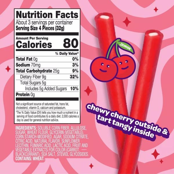 Joyride Sweets Chewy Cherry Berry Filled Candy Ropes - 3.5 oz