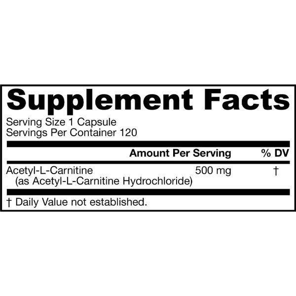 Jarrow Formulas Acetyl L-Carnitine - 500 mg - 120 Veggie Capsules