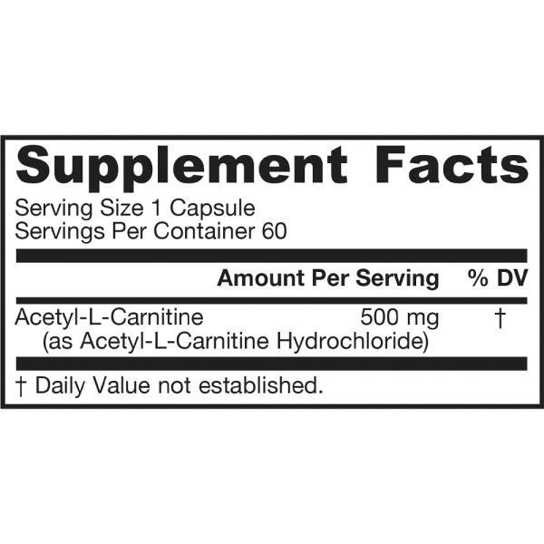 Jarrow Formulas Acetyl L-Carnitine - 500 mg - 60 Veggie Capsules