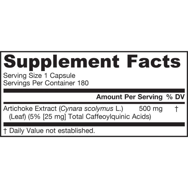 Jarrow Formulas Artichoke - 500 mg - 180 Veggie Caps