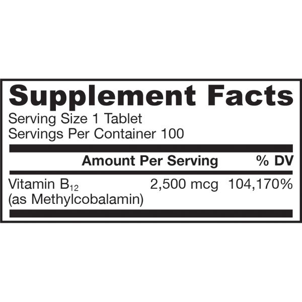 Jarrow Formulas Methyl B-12 Ultra Strength Tropical - 2500 mcg - 100 Chewable Tablets