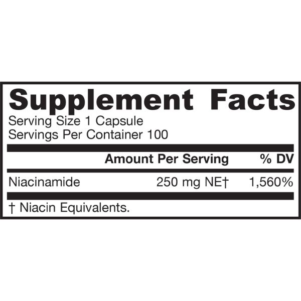 Jarrow Formulas Niacinamide 250 mg 100 Capsules