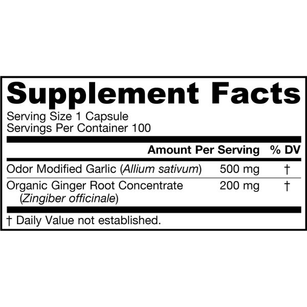 Jarrow Formulas Garlic & Ginger 700 mg 100 Capsules