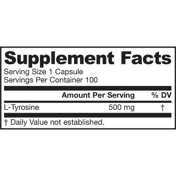 Jarrow Formulas L-Tyrosine - 500 mg - 100 Capsules