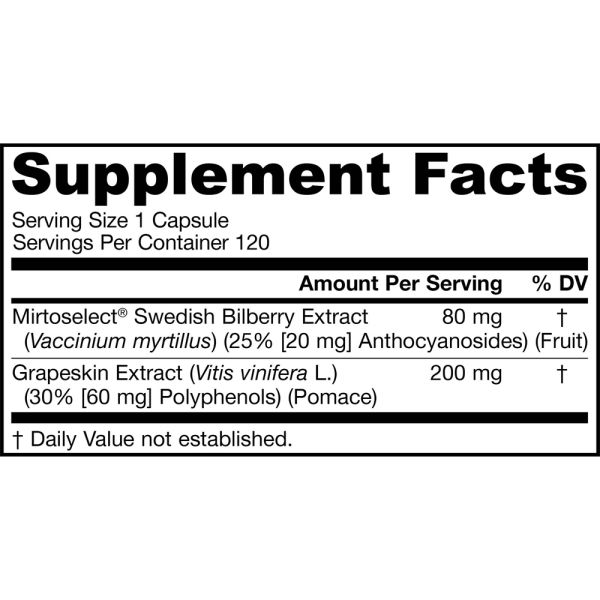 Jarrow Formulas Bilberry + Grapeskin Polyphenols 280 mg 120 Veggie Caps