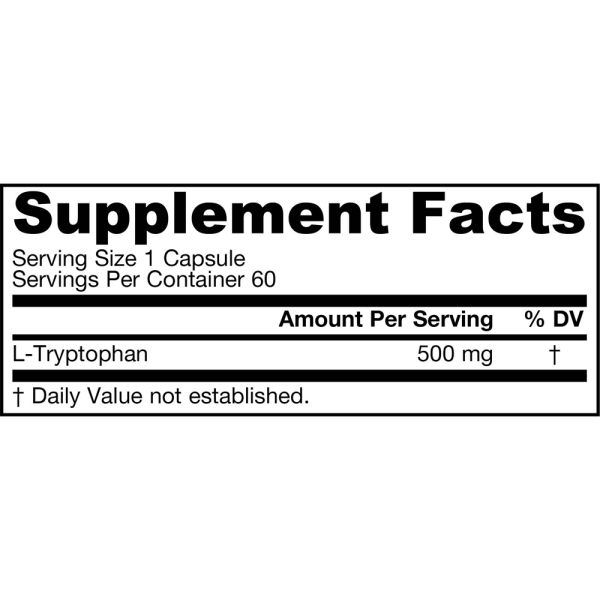 Jarrow Formulas L-Tryptophan - 500 mg - 60 Veggie Capsules
