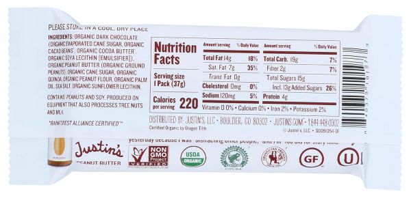 Justin's Organic Dark Chocolate Crispy Peanut Butter Cups - 1.32 oz