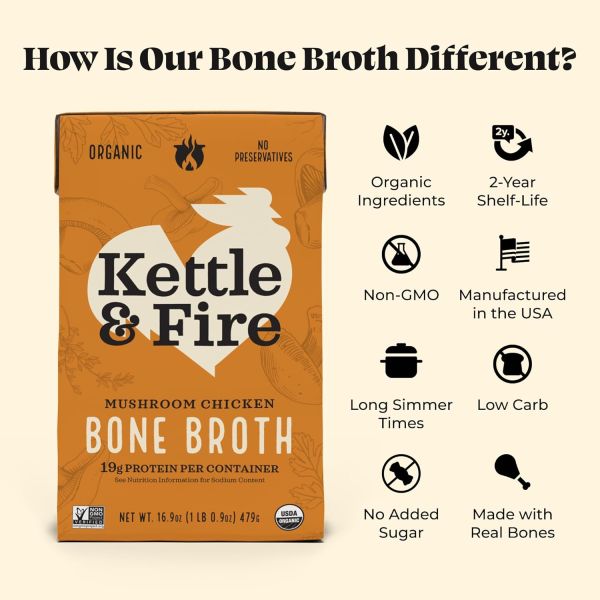 Kettle & Fire Mushroom Chicken Bone Broth - 16.2 oz