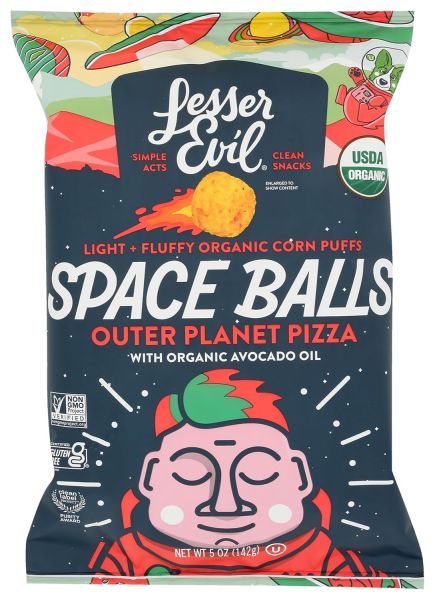 LesserEvil Organic Space Balls Pizza Snack