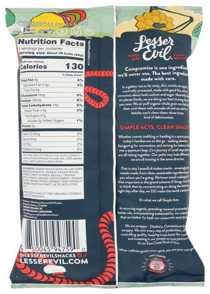 LesserEvil Organic Space Balls Pizza Snack