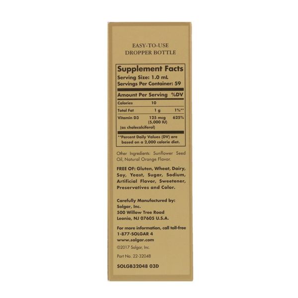 Solgar Vitamin D3 Liquid Natural Orange - 5000 IU - 2 fl oz