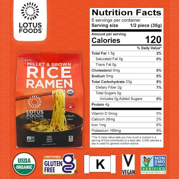 Lotus Foods Organic Millet & Brown Rice Ramen Noodles - 10 oz