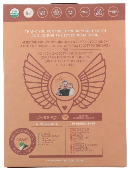 Lovebird Cereal Organic Grain Free Cinnamon - 7 oz