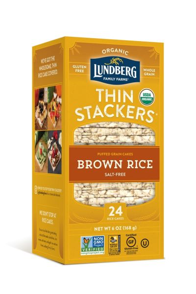 Lundberg Organic Thin Stackers Rice Cakes, Salt-Free Brown Rice - 5.9 oz